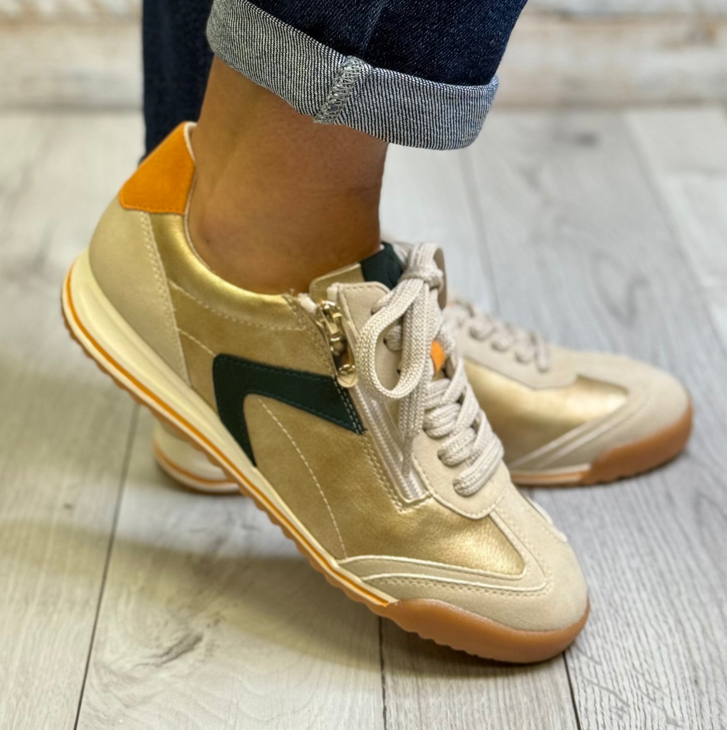Marco Tozzi - Gold/Beige Combo Trainer