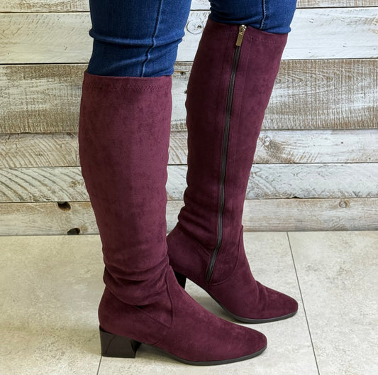 Patrizio Como - 'Emmetton' Burgundy Faux Suede Long Boot