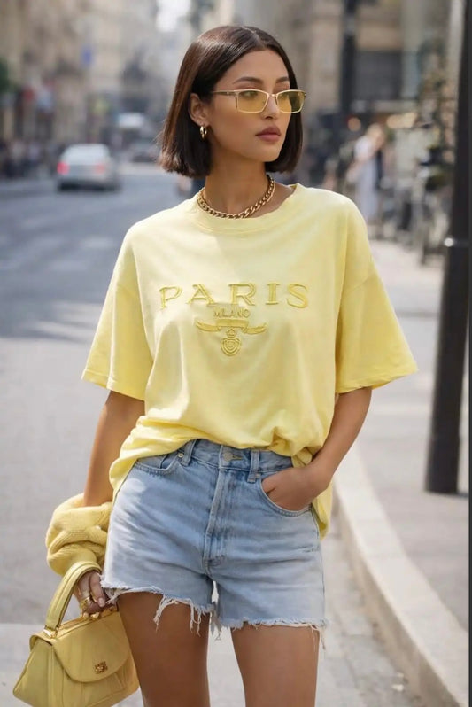 Lemon Oversized Embroidered Tee