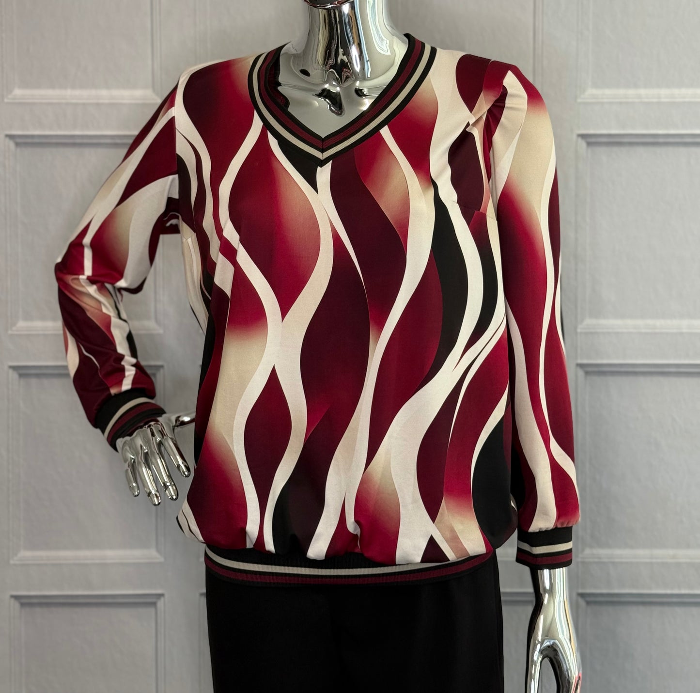 Yew  - Wine V Neck Top