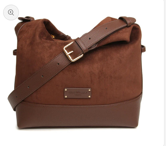 Alice Wheeler - Chocolate Faux Suede Large Crossbody Bag
