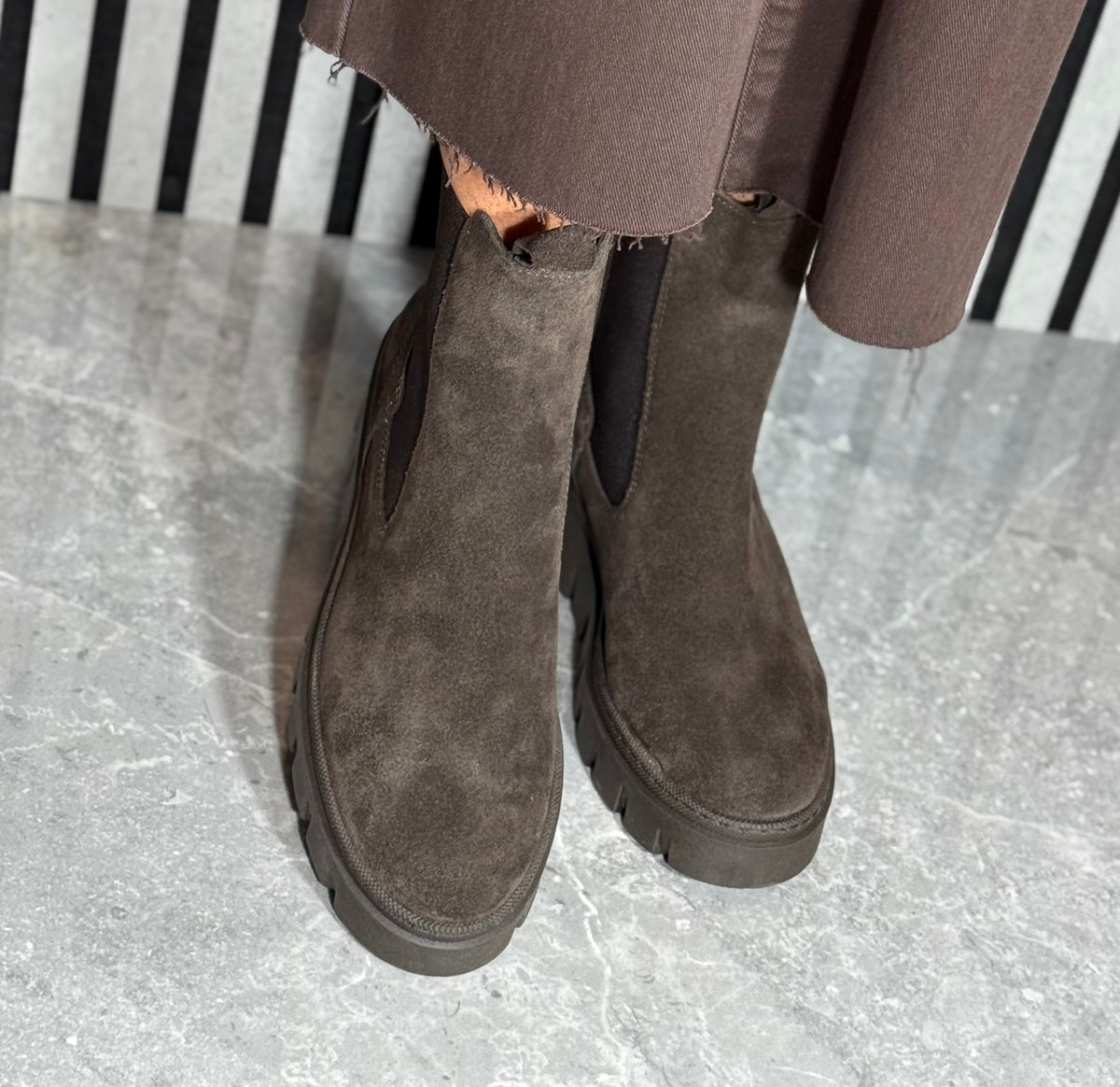 Tamaris - Mocca Suede Wedge Chelsea Boot
