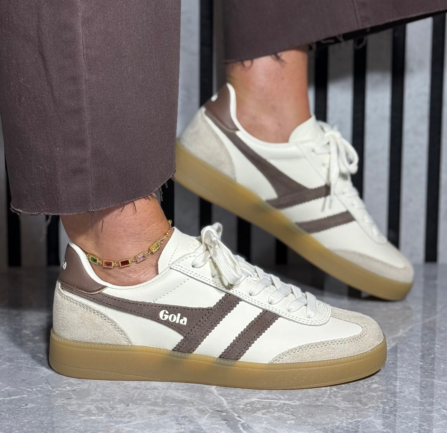Gola - 'Viper Leather' Off White/Bone/Otter Gum Sole Trainer