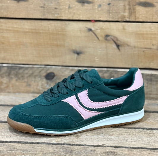 Redz - Green/Baby Pink Leather Combo Trainer