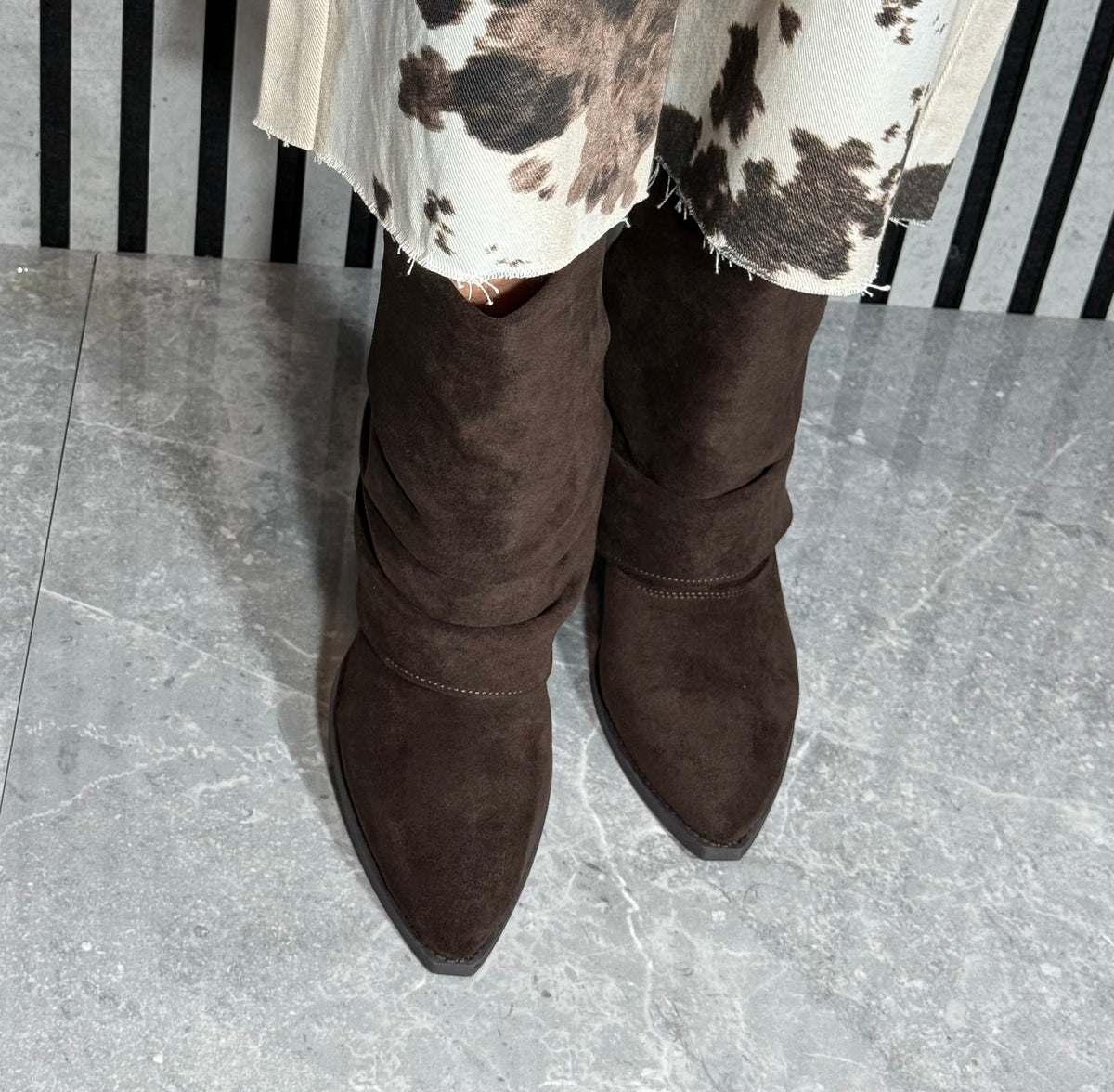 Lunar - 'Monica' Dark Brown Ruched Ankle Boot