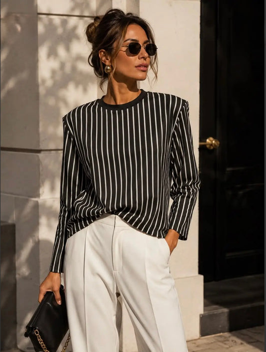 Black Stripe L/S Top