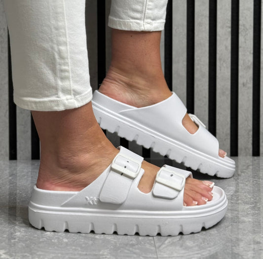 Xti - White Double Strap Slider (142550)