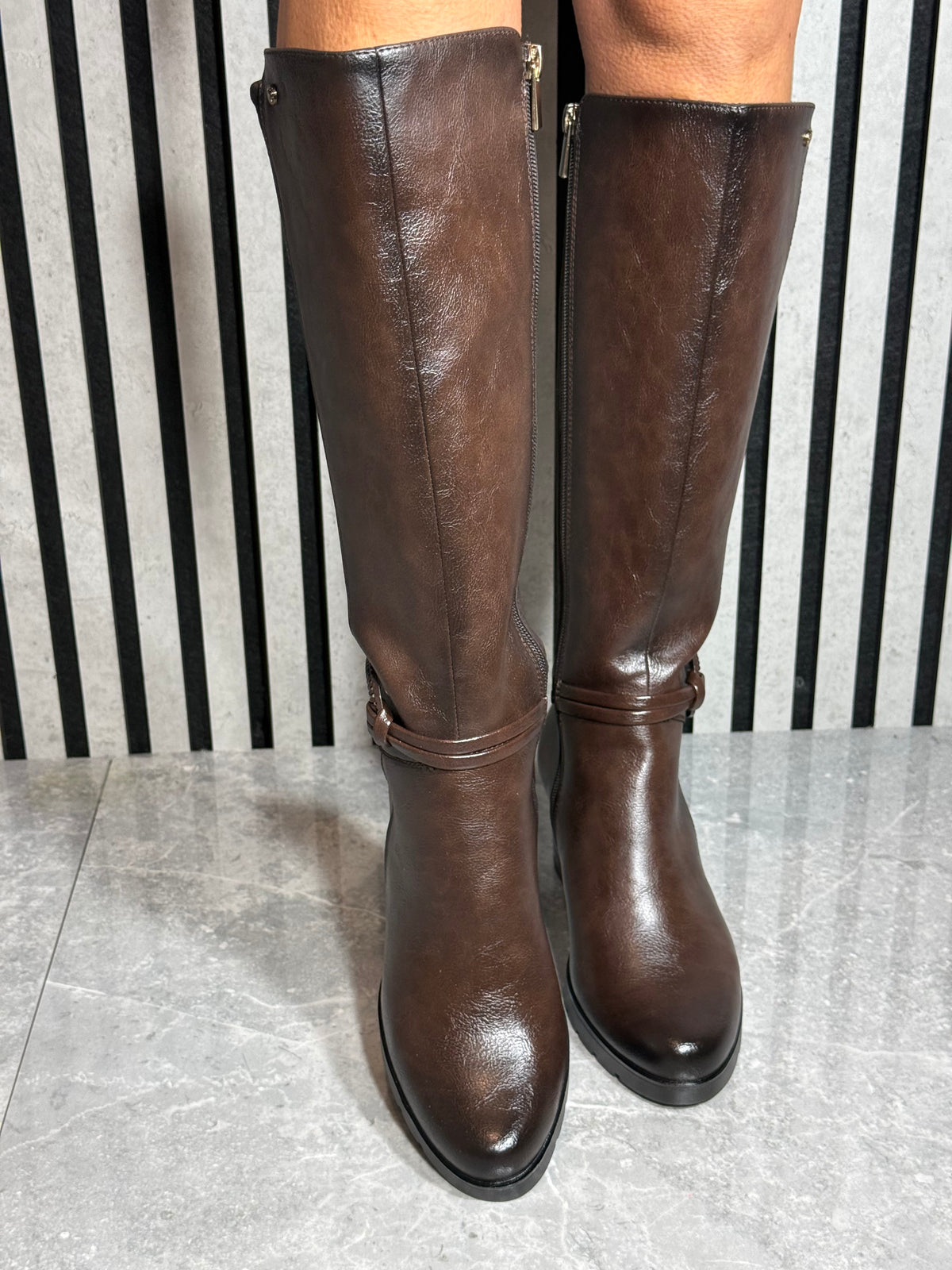 Patrizio Como - 'Igne ' Chocolate Combo Long Leather Boot