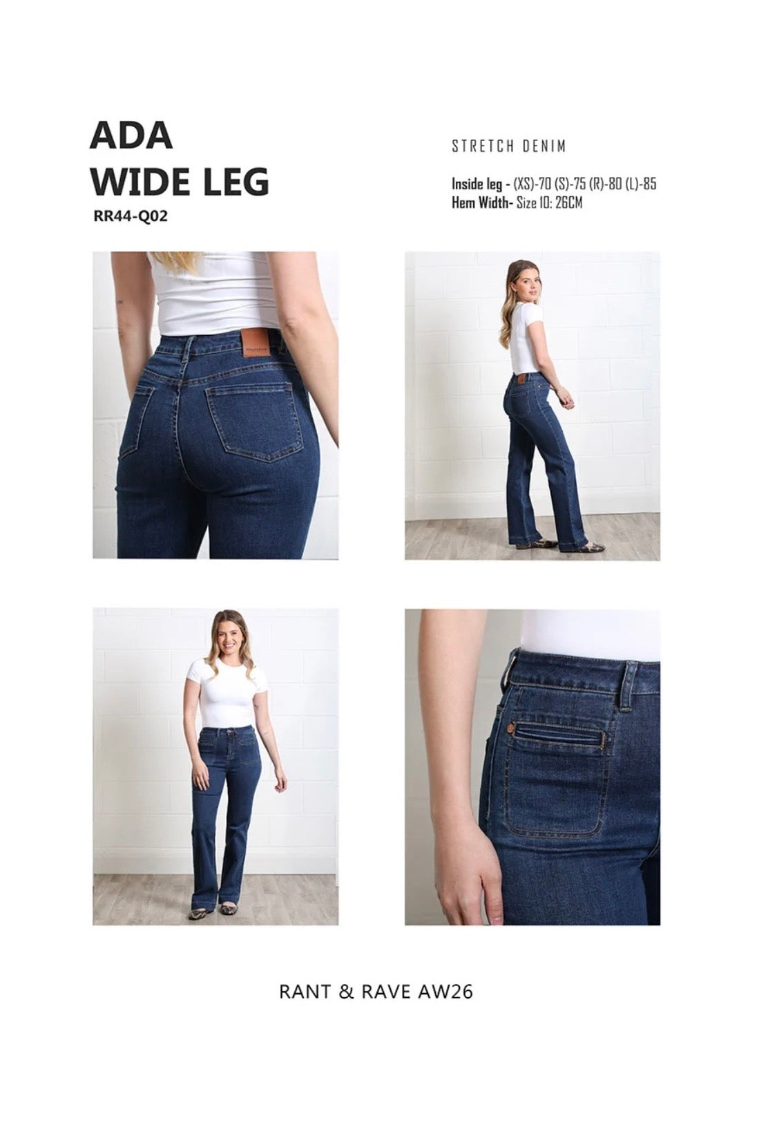 Rant & Rave - 'Ada’ Mid Ink Wide Leg Jean