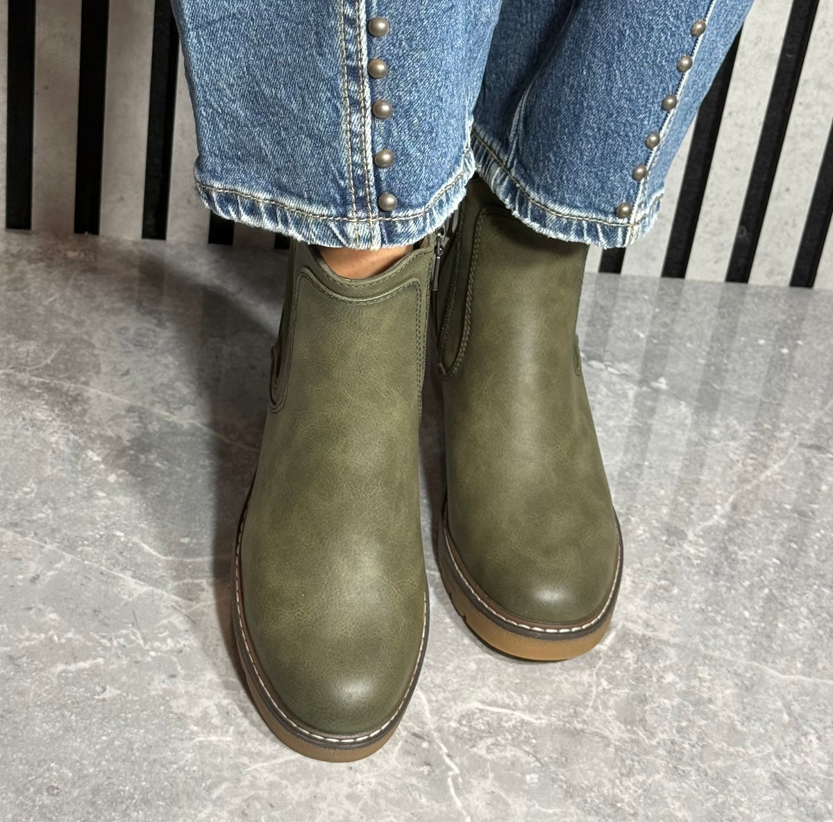 Lunar - 'Connie' Green Wedge Ankle Boot