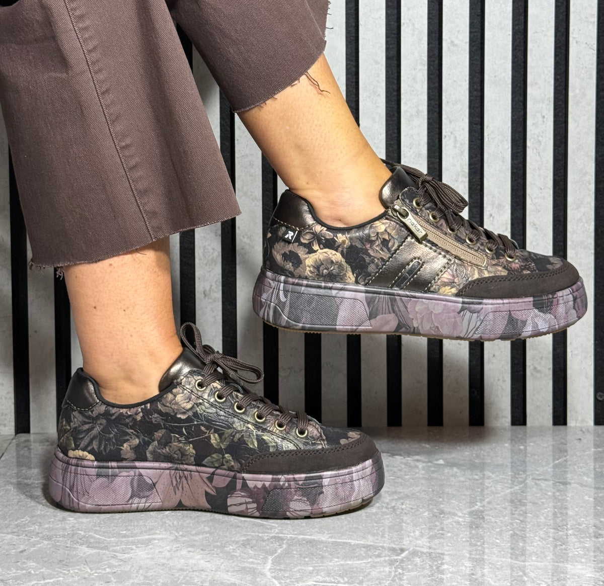 Rieker - Brown Floral Combo Trainer