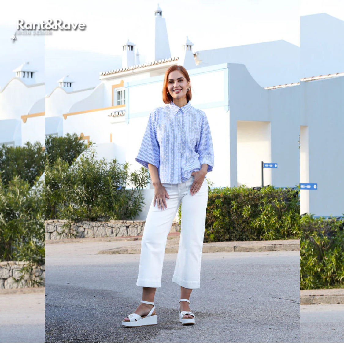 Rant & Rave ‘Enid’ Soft White Wide Leg Crop Jean