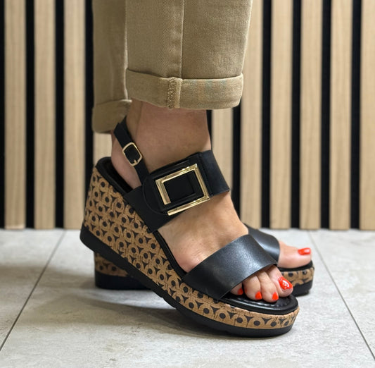 Zanni & Co - 'Ink Roll' Wedge Heel Sandal