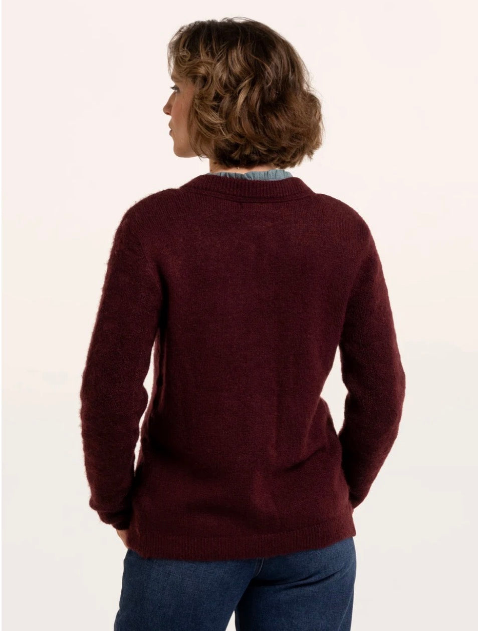 Brakeburn - Burgundy ‘Karla’ Chunky Knit Cardigan