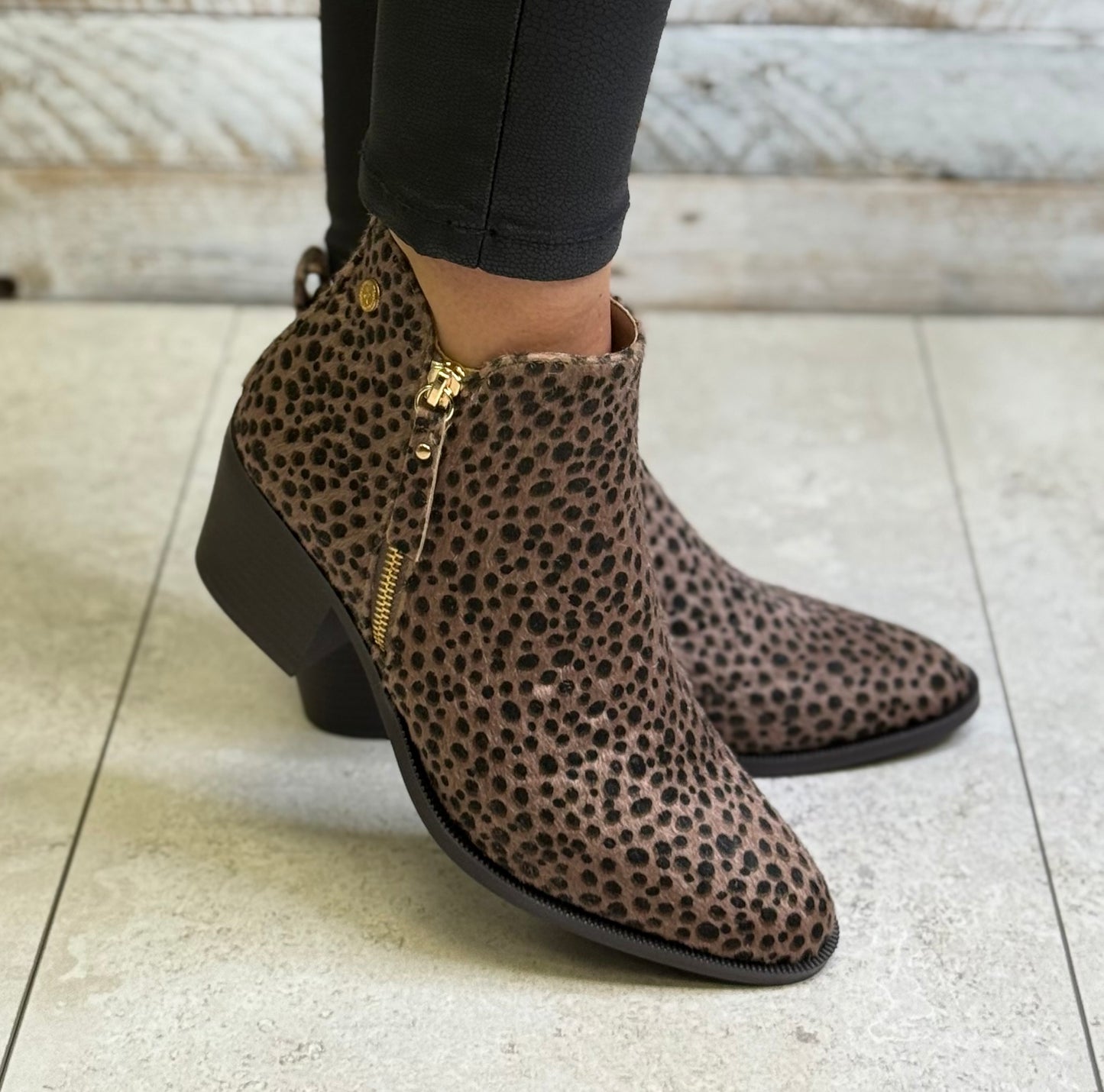 Xti - Taupe Animal Side Zip Boot (144648)