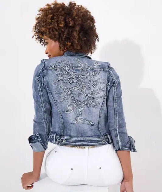 Joe Browns- Boutique Tree Of Life Embroidered Stretch Denim Jacket