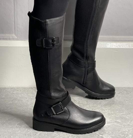 Remonte - Black Long Leather Boot