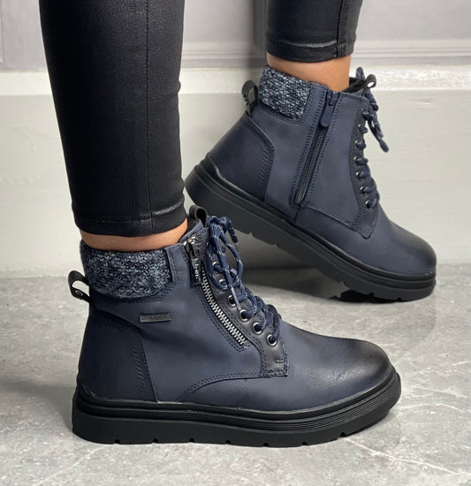 Lotus - 'Saundra' Navy Waterproof Boot