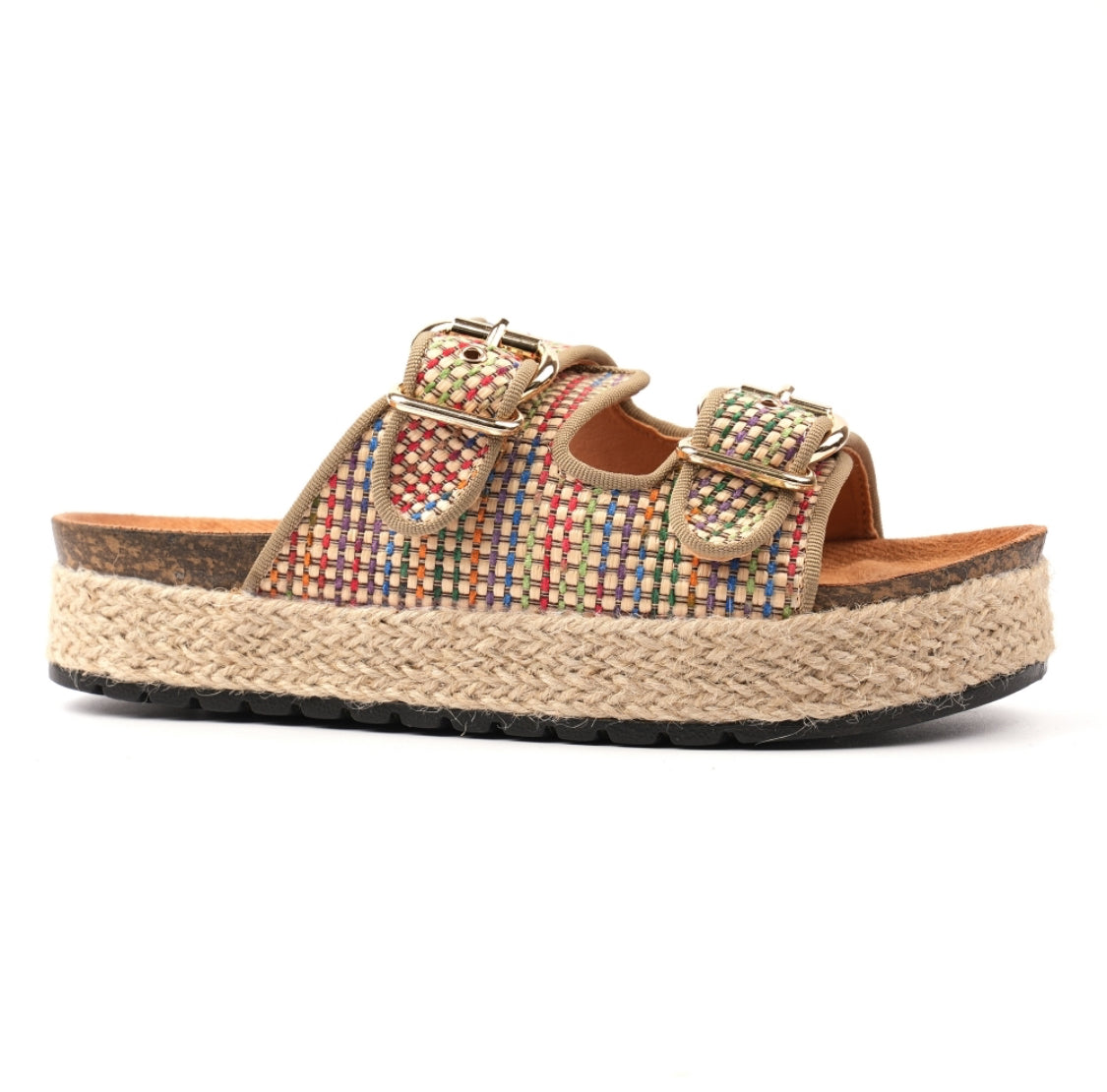 Lunar - 'Relay’ Khaki Mix Double Buckle Slider