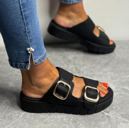 S Oliver - Black Buckle Slider