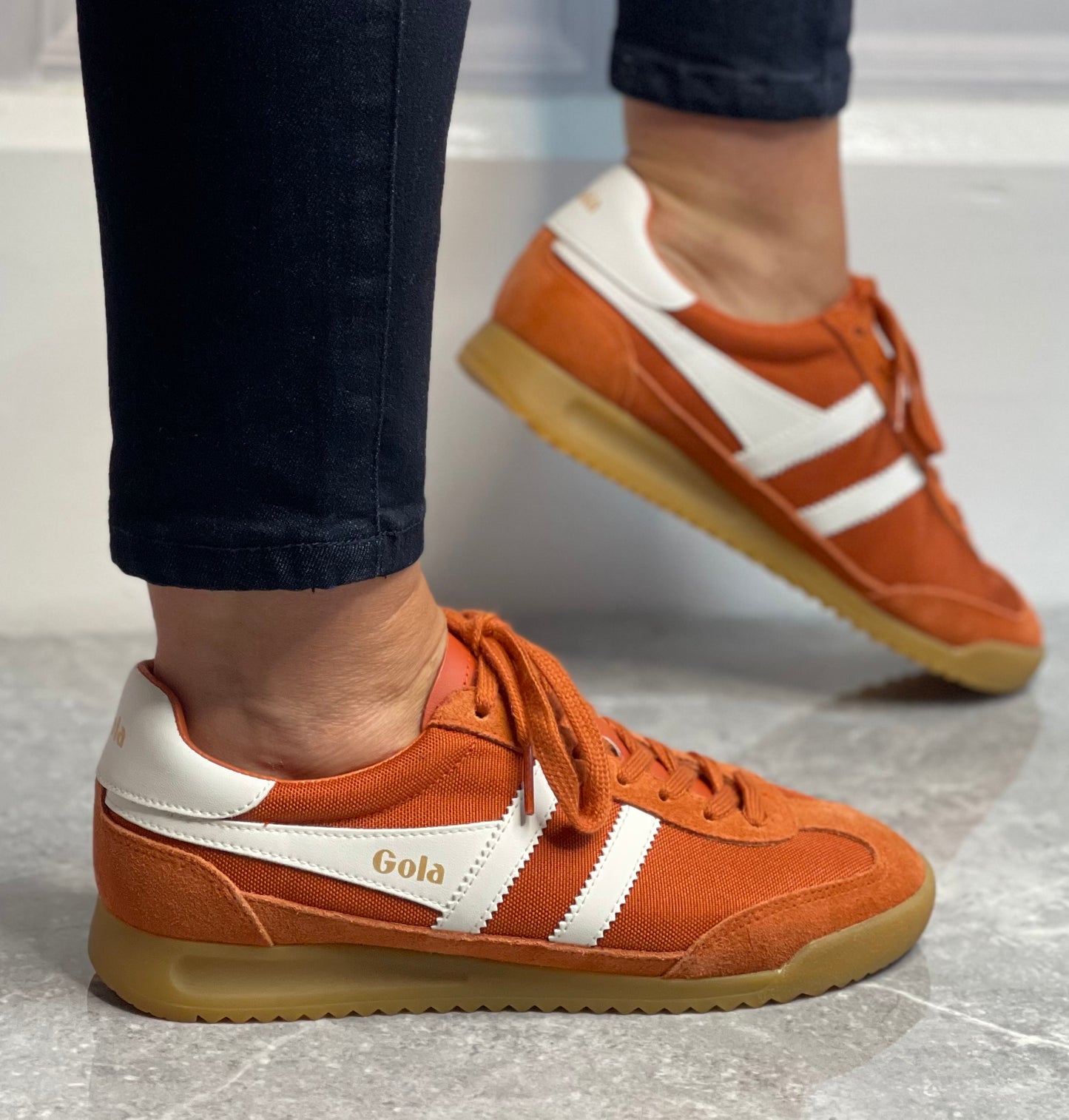 Gola - 'Tornado' Moody Orange/ Off White Leather Trainer