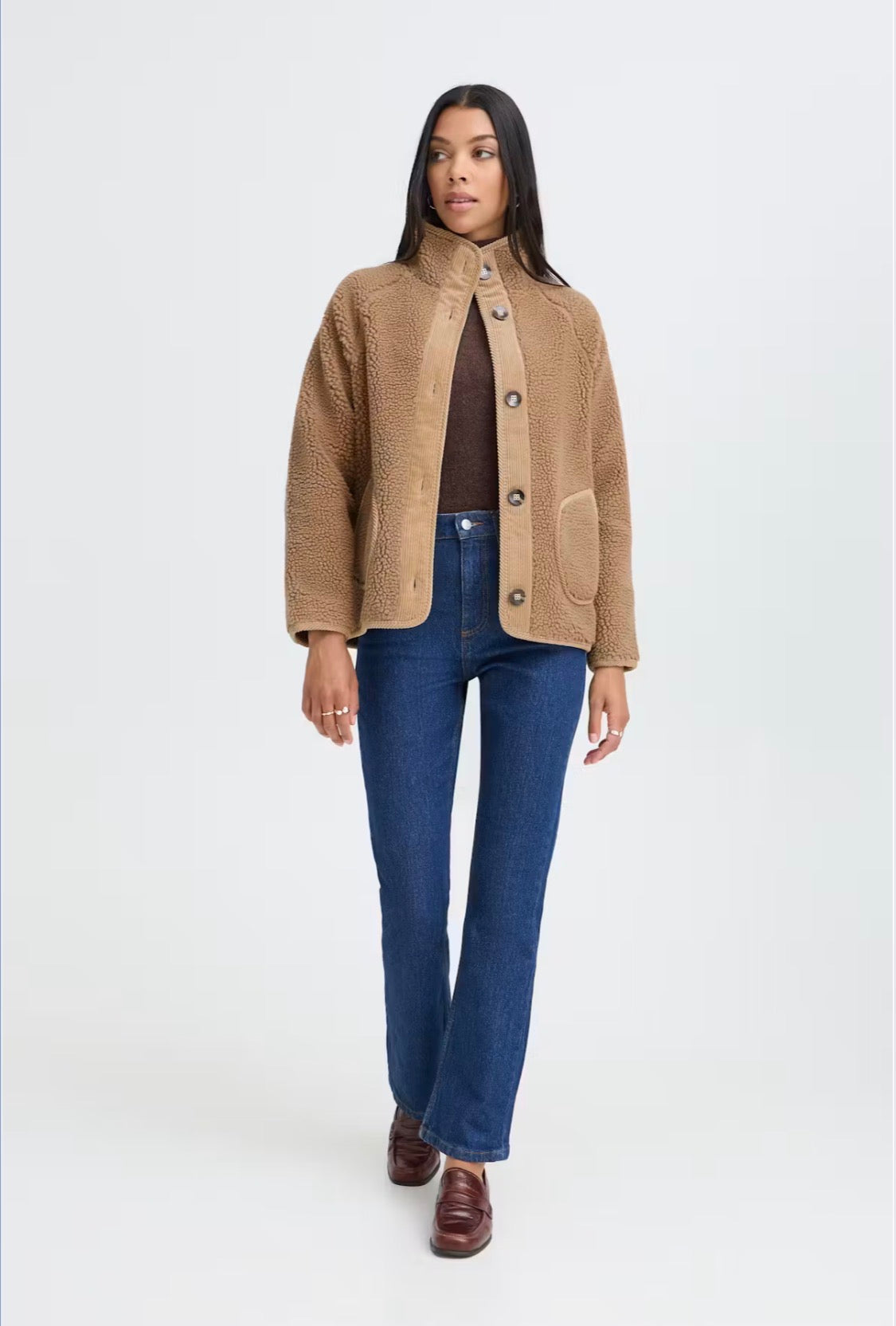 b.young - ‘BYCOTTY ’ Cord Trim Teddy Jacket