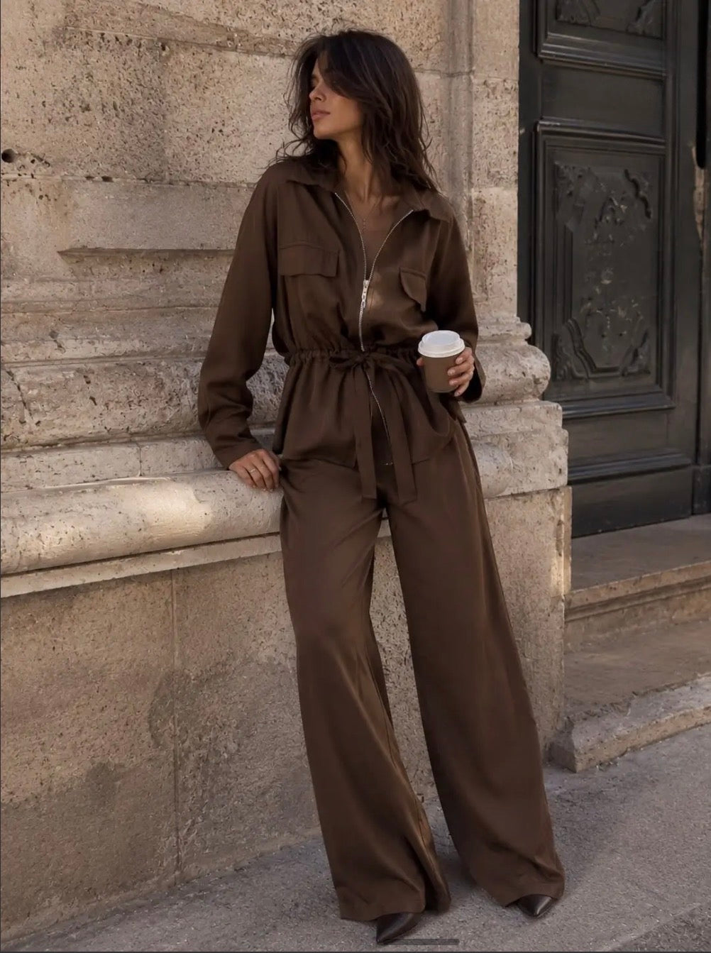 Brown 2 Pc Trouser Suit