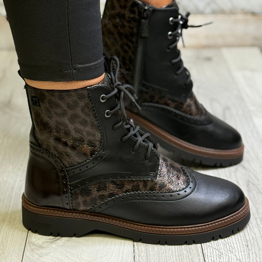 S Oliver - Black/Leopard Print Combo Boot
