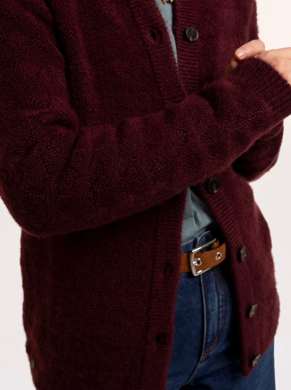Brakeburn - Burgundy ‘Karla’ Chunky Knit Cardigan