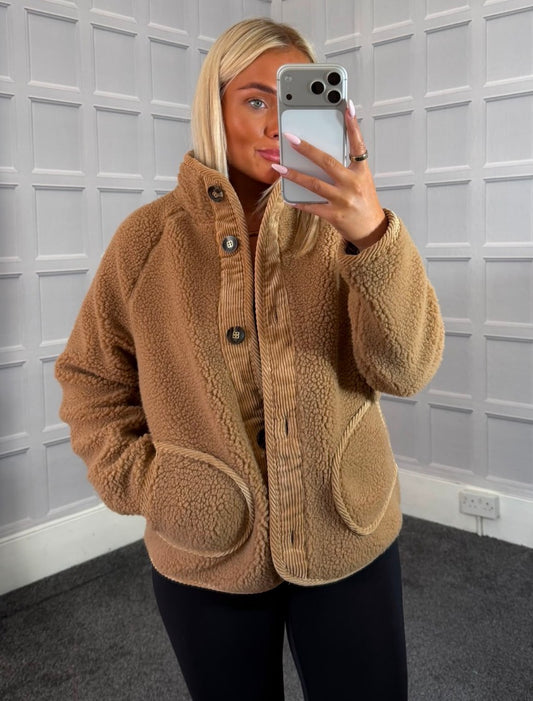 b.young - ‘BYCOTTY ’ Cord Trim Teddy Jacket