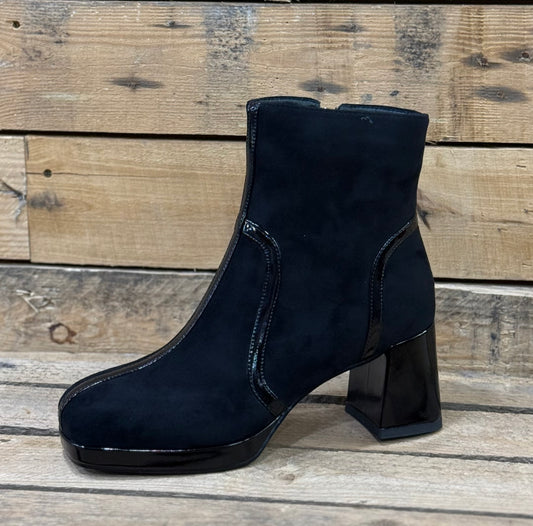 Dancing Matilda - Black Suede Block Heel Boot