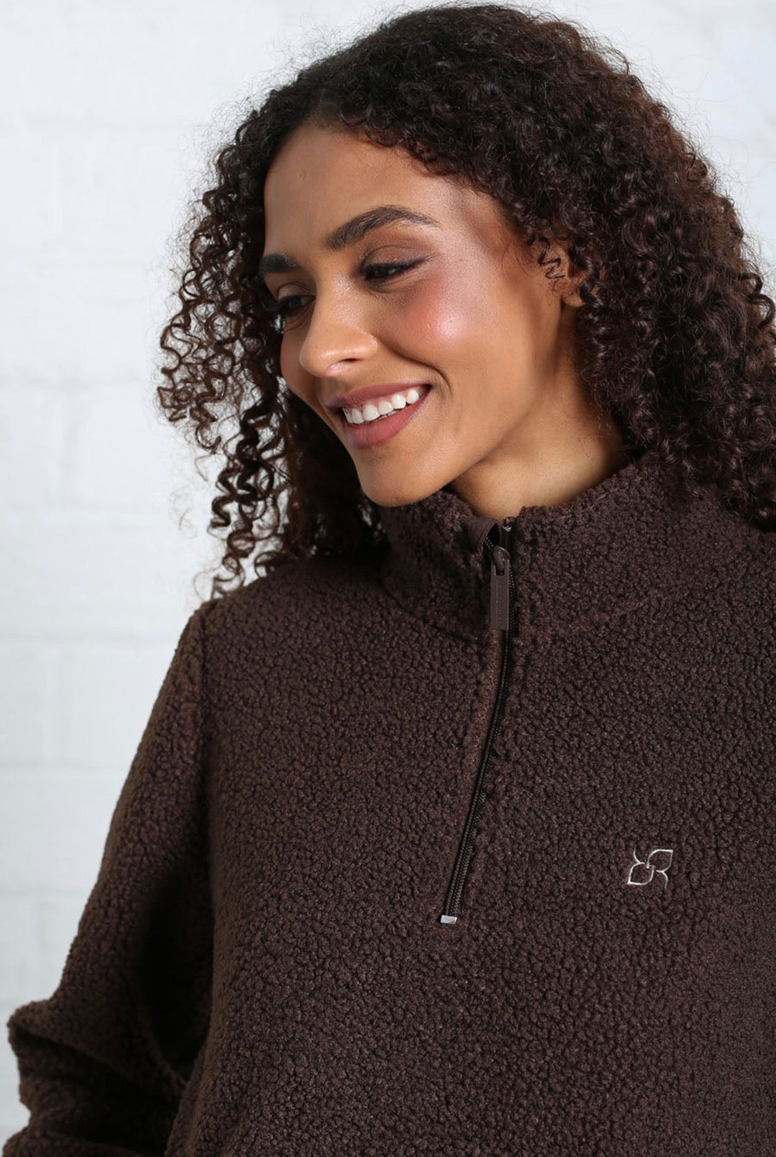 Rant & Rave - Gia Chocolate 1/2 Zip Teddy Fleece