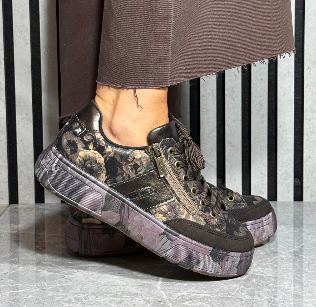 Rieker - Brown Floral Combo Trainer