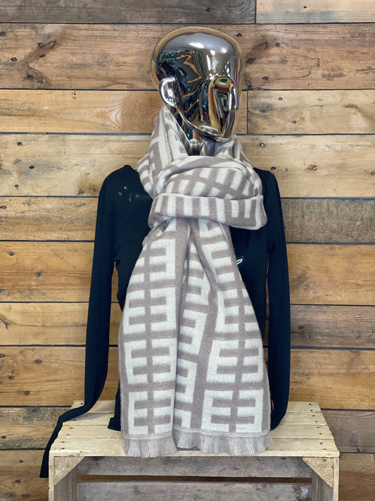 hannah k -  ‘Inspired’ Cream/tan Scarf