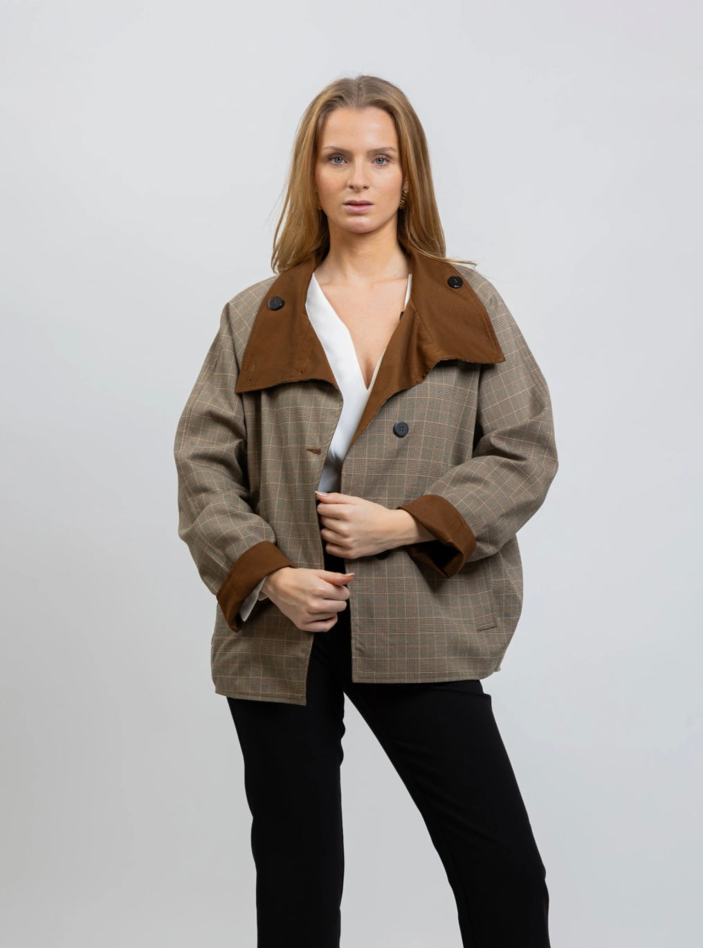 Brown Reversible Short Trench Coat
