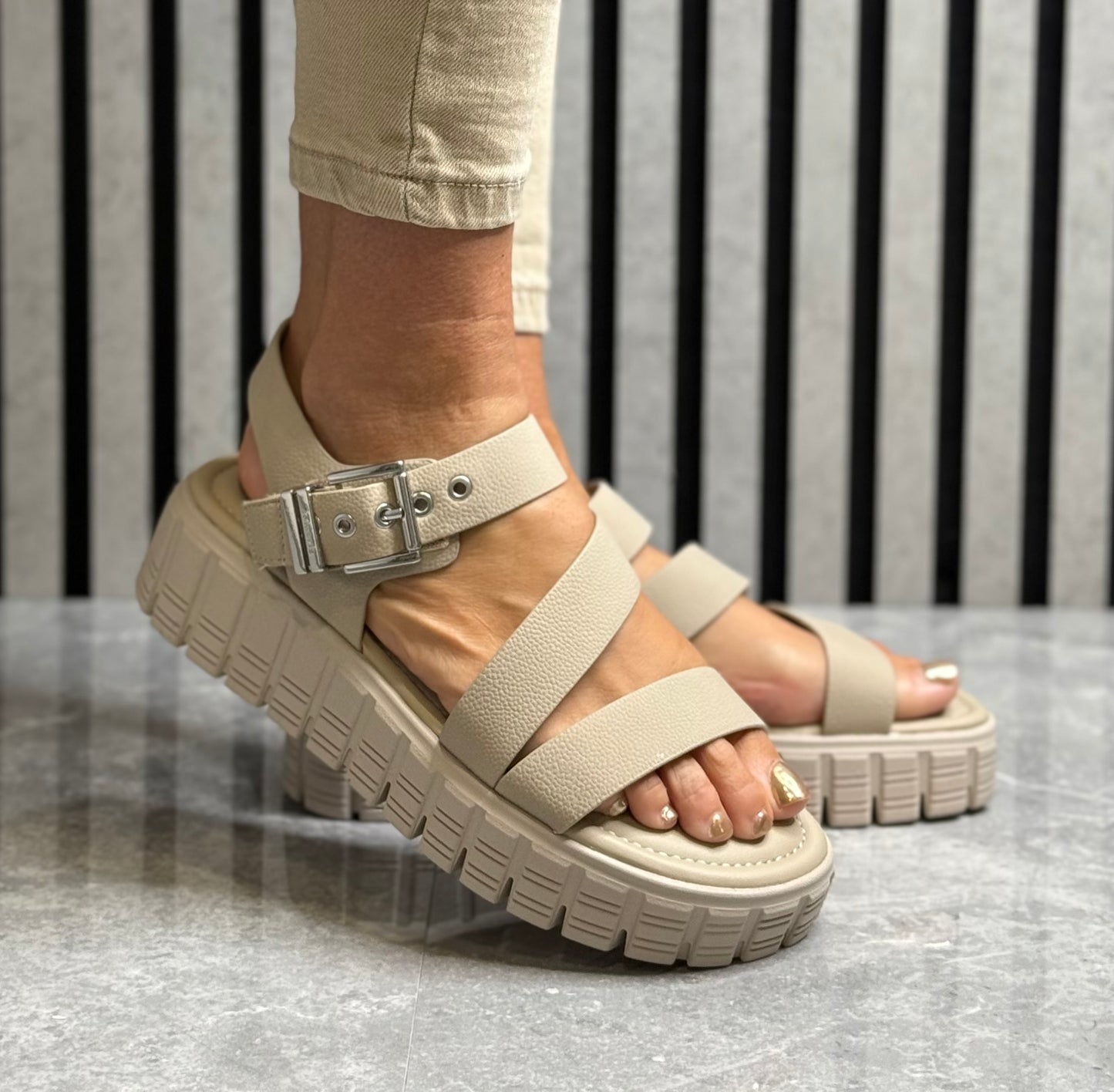 Tamaris - Taupe Platform Sandal