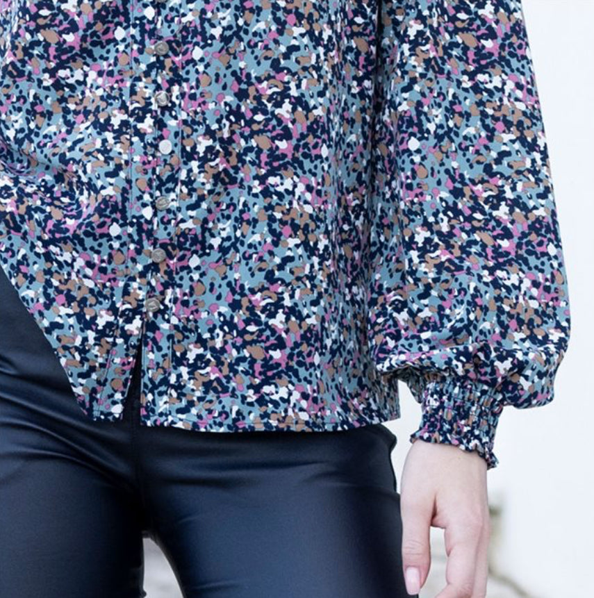 Marble - Teal/Navy Relaxed Fit Printed Blouse