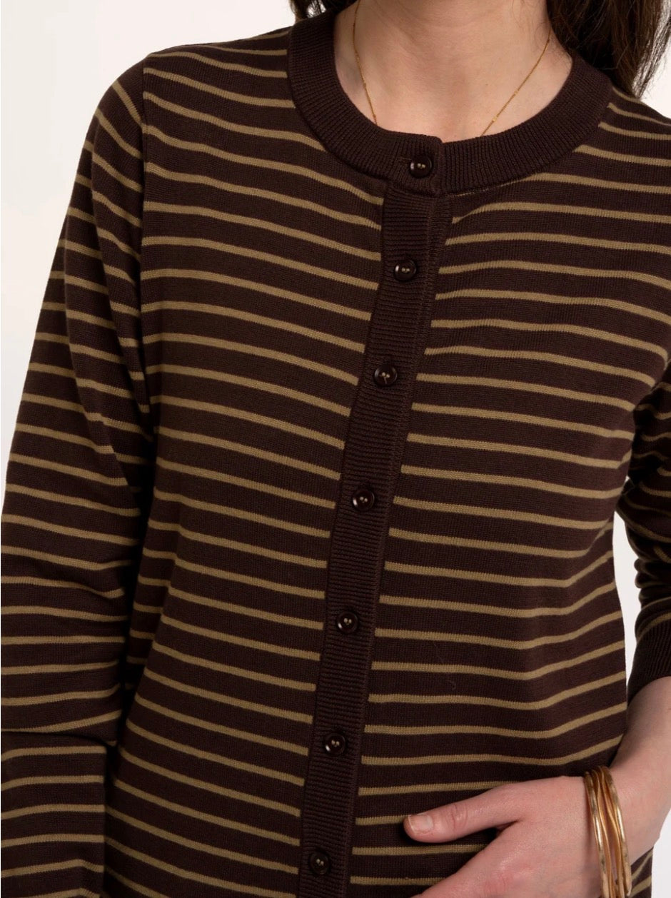 Brakeburn - ‘Hilda’ Brown Strip Knitted Cardigan