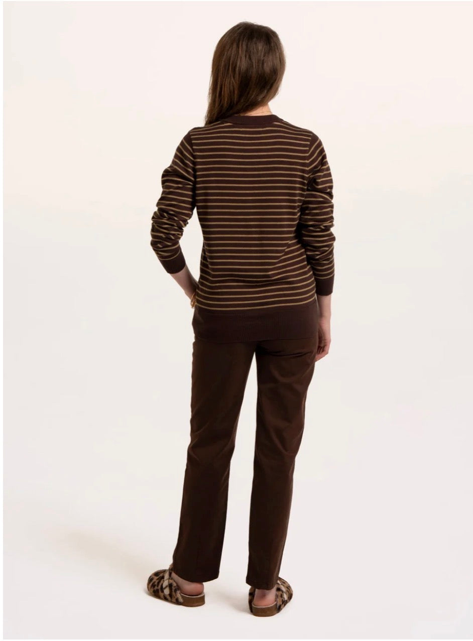 Brakeburn - ‘Hilda’ Brown Strip Knitted Cardigan