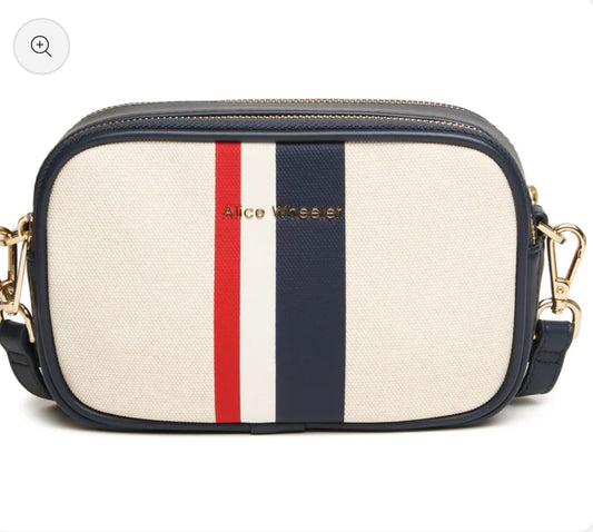 Alice Wheeler - Navy Stripe Madrid Camera Crossbody Bag