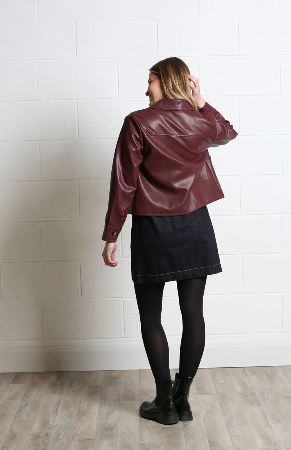 Rant & Rave -  Adele Burgundy Faux Leather Jacket