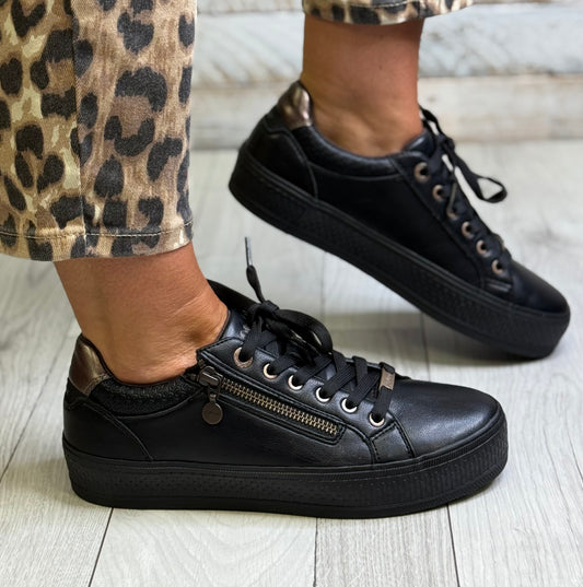S Oliver - Black Side Zip Trainer