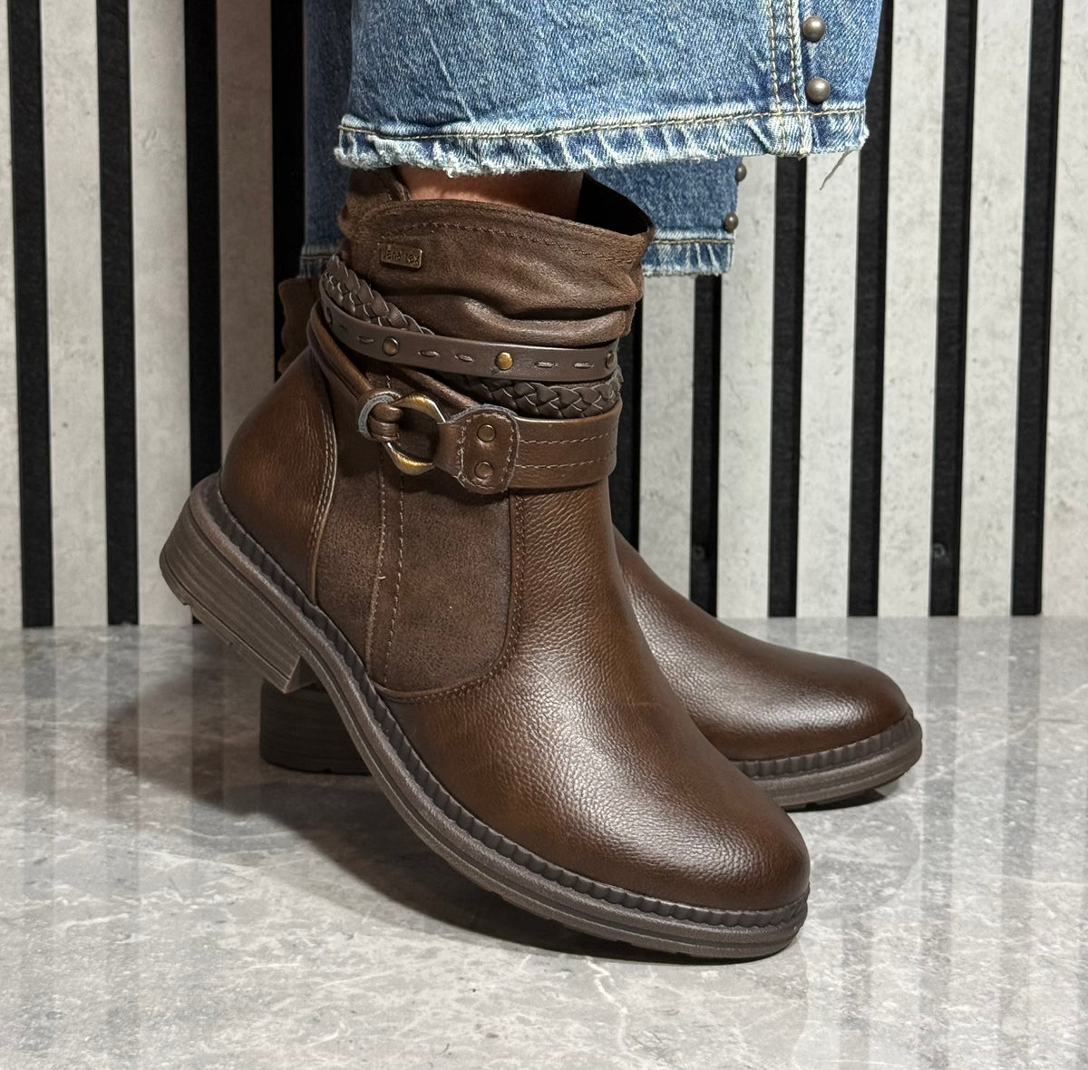 Jana -  Mocca Strap Detail Boot