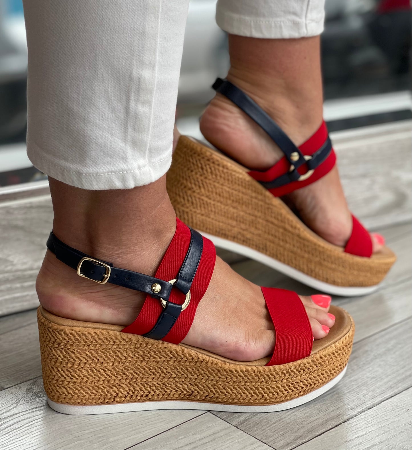 Lotus - 'Liliana' Red Wedge Sandal