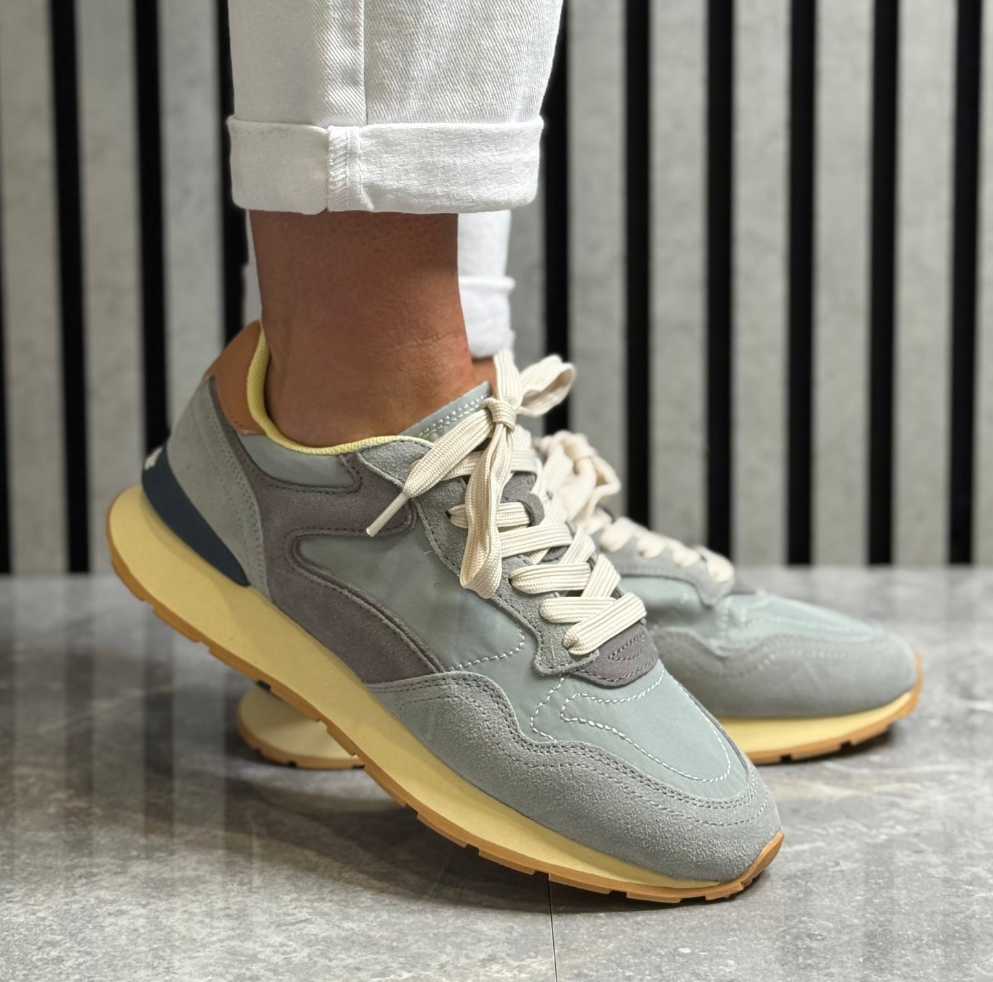 Hoff - 'City' Light Blue Retro Leather Trainer