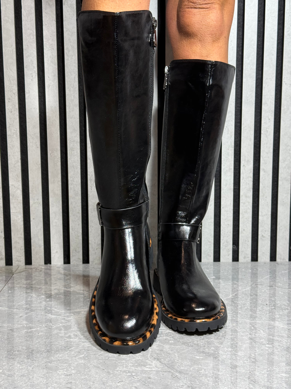 Zanni & Co - Yeshan One Ink Patent Long Boot