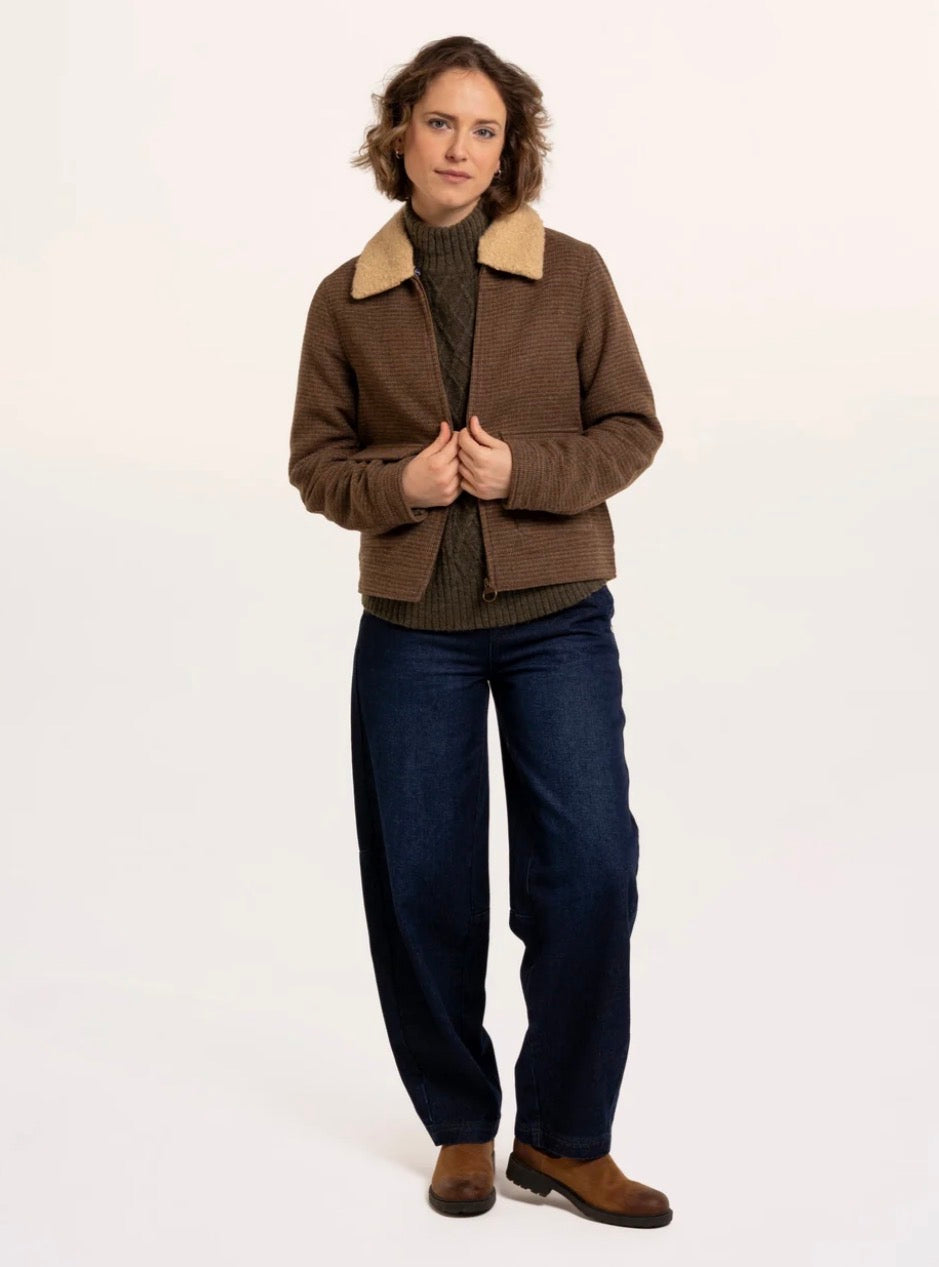 Brakeburn - ‘Hemlock’ Faux Fur Collar Textured Coat