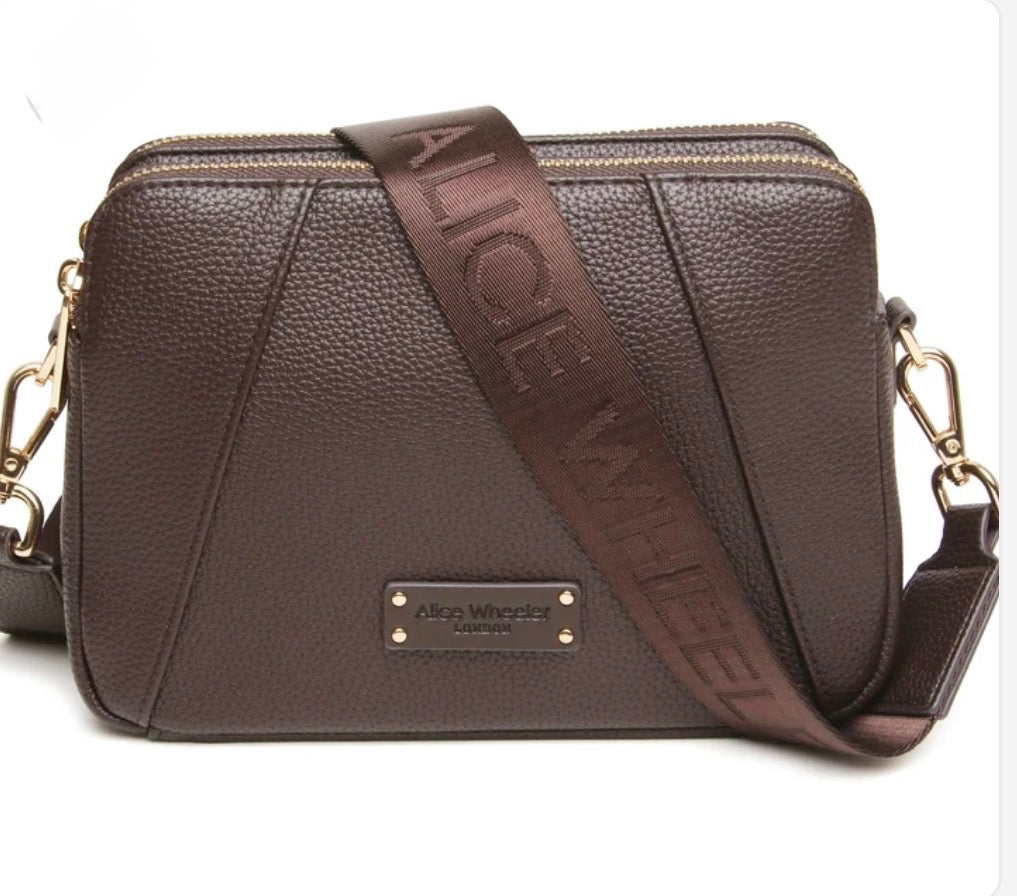 Alice Wheeler - Kensington Chocolate Double Zip Crossbody