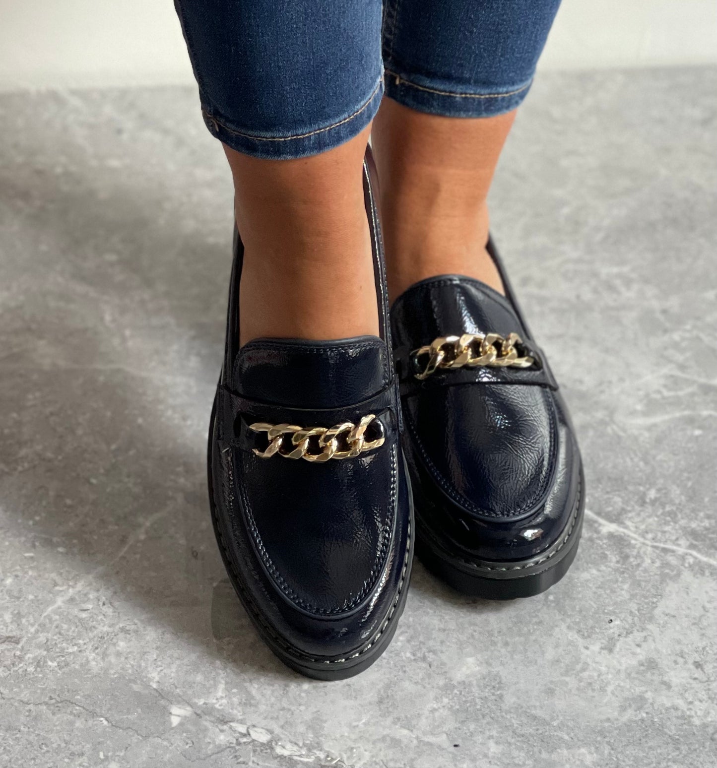 Zanni & Co - 'Daqia One' Cobalt Patent Link Loafer