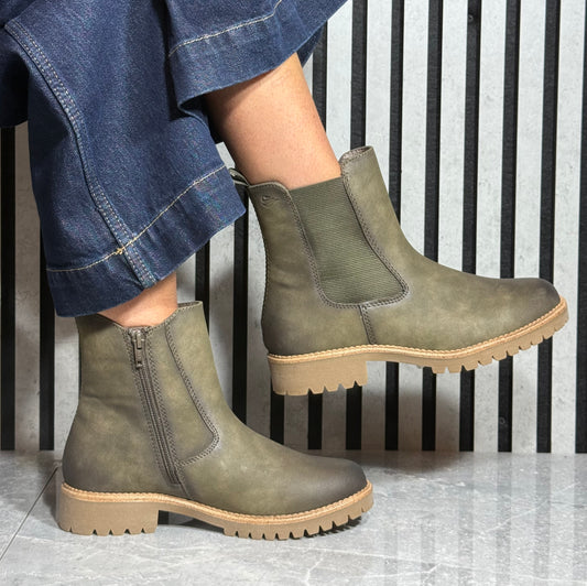 Jana -  Olive Ankle Boot